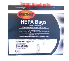 HEPA Vacuum Bags fit Type W Riccar Brillance BRLP BRLD BRLS Simplicity Synchrony HEPA Vacuum Bags fit Type W Riccar Brillance BRLP BRLD BRLS Simplicity Synchrony