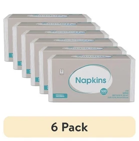 (6 pack)  12" x 12" White Disposable Paper Napkins, 500 Count