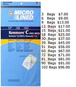 KENMORE CANISTER VACUUM CLEANER BAGS TYPE C FOR MODELS 5055, 50557, & 50588 KENMORE CANISTER VACUUM CLEANER BAGS TYPE C FOR MODELS 5055, 50557, & 50588