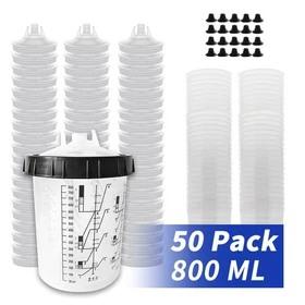 50PK Disposable Paint Spray Gun Cup Liners & Lid w/ Plugs System Kits 800ml/27Oz 50PK Disposable Paint Spray Gun Cup Liners & Lid w/ Plugs System Kits 800ml/27Oz
