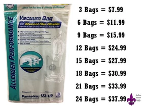 Panasonic U3 U6 CLOTH Vacuum Bags-GREAT FOR THOSE WITH ALLERGIES OR PETS!
