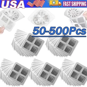 50 Pcs Disposable Shower Drain Hair Catcher Mesh Sticker Strainers For Shower