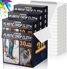 12x9 Ft Plastic Drop Cloths 6-Pack Disposable Painter Sheeting Tarp / Dust Cover