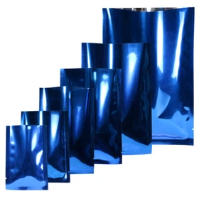 Flat Glossy Royal Blue Foil Open Top Mylar Bags Pouches Variety Quantity Sizes