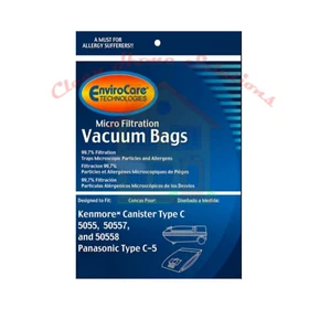 KENMORE CANISTER VACUUM CLEANER BAGS TYPE C FOR MODELS 5055, 50557, & 50588 KENMORE CANISTER VACUUM CLEANER BAGS TYPE C FOR MODELS 5055, 50557, & 50588