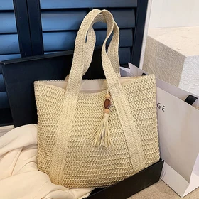 Summer Straw Women Bag Hand-Woven Handbags Handmade Raffia Beach Boho Shoulder B