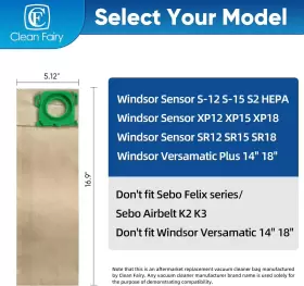 CFP1819 CF CLEAN FAIRY Vacuum Filter Bags Windsor Sensor #2