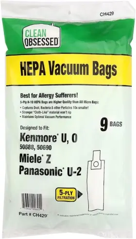 CH429 CLEAN OBSESSED Hepa Vacuum Bags Kenmore Panasonic