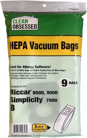 CH811 CLEAN OBSESSED Hepa Bags Riccar Simplicity
