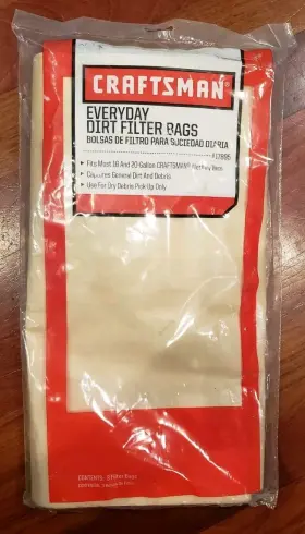 9-17895 CRAFTSMAN Filter Bags Vacuum Vac 9-17895 CRAFTSMAN Filter Bags Vacuum Vac