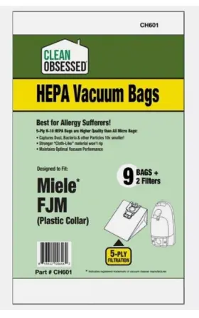 CH601 FITS FOR CLEAN OBSESSED Fjm Hepa Bags Filter Miele