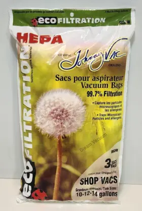 90534H JOHNYVAC Central Vac Bag Drainvac Eco Filtration