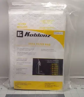 45-0220-01-7 KOBLENZ Hepa Filter Bags Pack Upright Vacuum 45-0220-01-7 KOBLENZ Hepa Filter Bags Pack Upright Vacuum