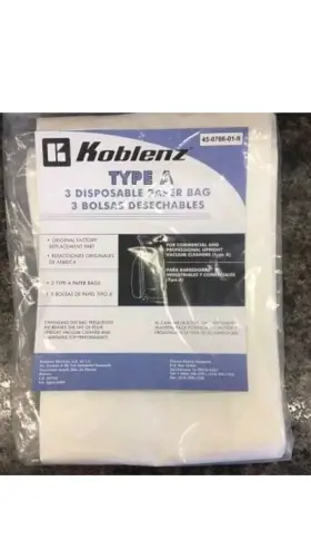 45-0766-1 KOBLENZ Vacuum Paper Bags Pack 45-0766-1 KOBLENZ Vacuum Paper Bags Pack