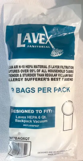H-10 LAVEX Pack Janitorial Hepa Microfilter Backpack Vacuum