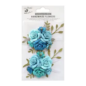5A0029DC-79435 NICOLE CRAFTS Birdie Arion Paper Flowers Aqua