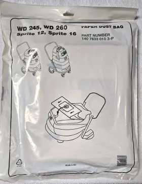 7633 NILFISK Paper Vacuum Dust Bags Wd Sprite