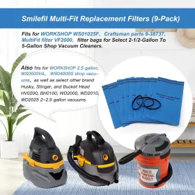 VF2000-9 S-SMILEFIL Pack Filter Bags Gallon Vac Vacuum #3 VF2000-9 S-SMILEFIL Pack Filter Bags Gallon Vac Vacuum #3