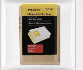 19-3101 STANLEY Gallon Disposable Filter Bag Vacuums 19-3101 STANLEY Gallon Disposable Filter Bag Vacuums