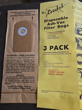 0913 THE CRICKET Disposable Ash Vac Filter Bags