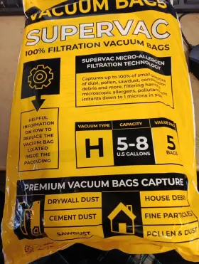 SCH9067HEPA-20 VEVA Supervac Vacuum Bags Gallons