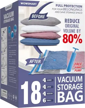 18-COMBO WOWSMART Pack Vacuum Storage Bags Pump Space Saver