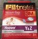 SEALED NEW Filtrete 3M Y&Z Hoover WindTunnel Y Z Upright Vacuum Cleaner Bag 3-pk