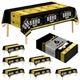 6 Pack Disposable Plastic Tablecloth 54" x 108" Black Graduation Black＆gold