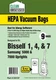 Clean Obsessed Bissell Type 1, 4, 7 HEPA Vacuum Bags 9 Pack CH147