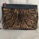 Christian Louboutin FUNKY Studded Spiked Leopard Calf Hair Clutch Bag NWOT $1390