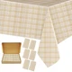 Disposable Plastic Tablecloths 6 Pack, Light Yellow Gingham Table Covers 54x1...