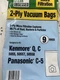 Clean Obsessed Vacuum Bags Kenmore* Q, C 5055, 50557, 50558 Panasonic C5 