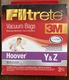 Filtrete Vacuum Bags 3M Hoover Y & Z 3 Bags Ultra Fresh Treatment #64732A