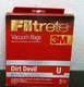 3M Filtrete 65700 Vacuum Bags, For Dirt Devil Style C, 3 bags, FREE SHIPPING 