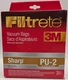 Filtrete 3M Sharp PU-2 Vacuum Bags Lot of 3 Mixed OEM Replacement Bags
