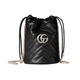 GUCCI GG Marmont Small $1390 Black Leather Bucket Bag New & Authentic