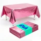 6Pack Pink Plastic Tablecloths Disposable, Shiny Aluminum Foil Party Tablecov...