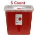 6 PACK, 2 Gallon Sharps Container Disposable Biohazard Container 2 GL Red, #8970