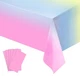 6 Pack Plastic Rainbow Tablecloth, Disposable Pastel Table Cloth Waterproof R...