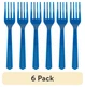 (6 pack) Plastic Disposable Forks, Electric Blue, 24 Pieces, by Way To Celebrate