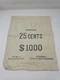 Vintage Royal Canadian Mint 25 Cents $1000 Canada-Canvas Bag Vintage Royal Canadian Mint 25 Cents $1000 Canada-Canvas Bag