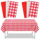 6 Pack Red Party Decoration Gingham Disposable Tablecloth 54 x 108 inch Plast...