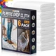 12 x 9 Ft Plastic Drop Cloths (6-Pack) - Disposable 6-Pack, Transparent